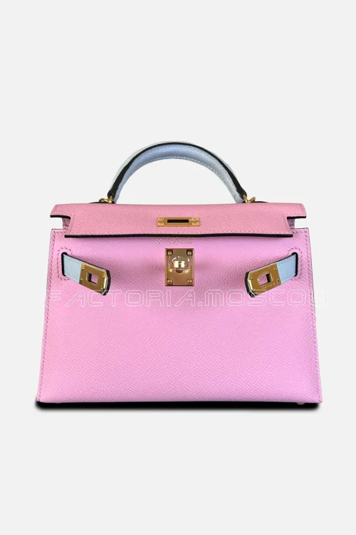 Hermes Kelly Mini 20 HSS Epsom Mauve Sylvestre/Blue Brume Hardware GHW