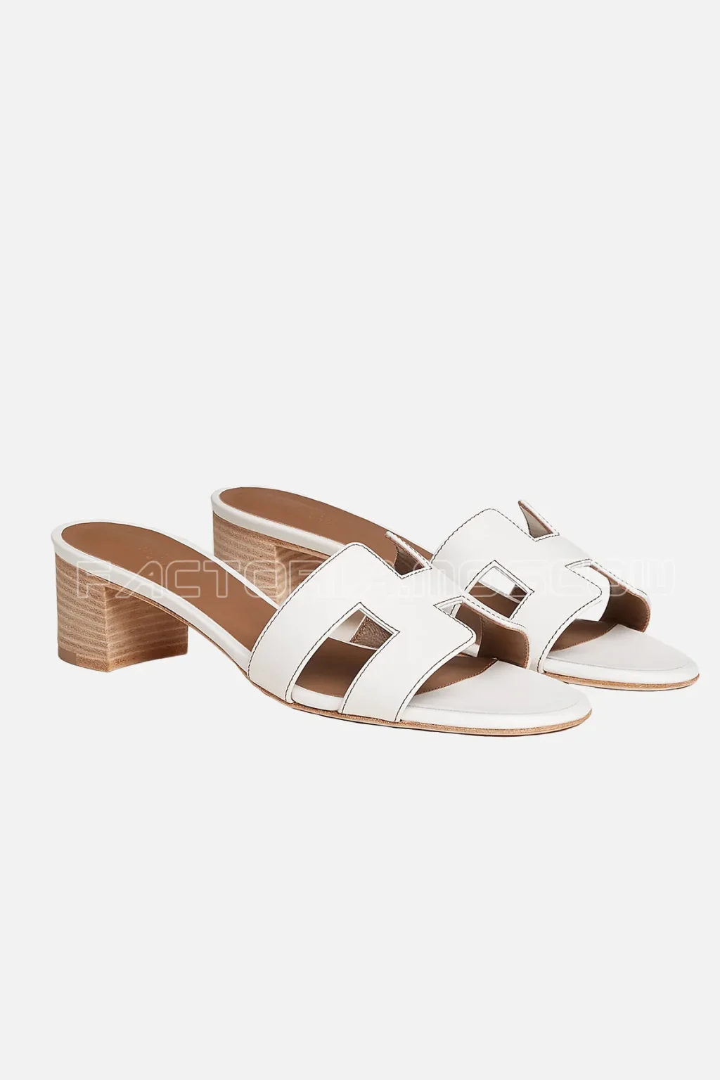 Hermes Oasis Sandal White Calfskin Havane Top Stitch