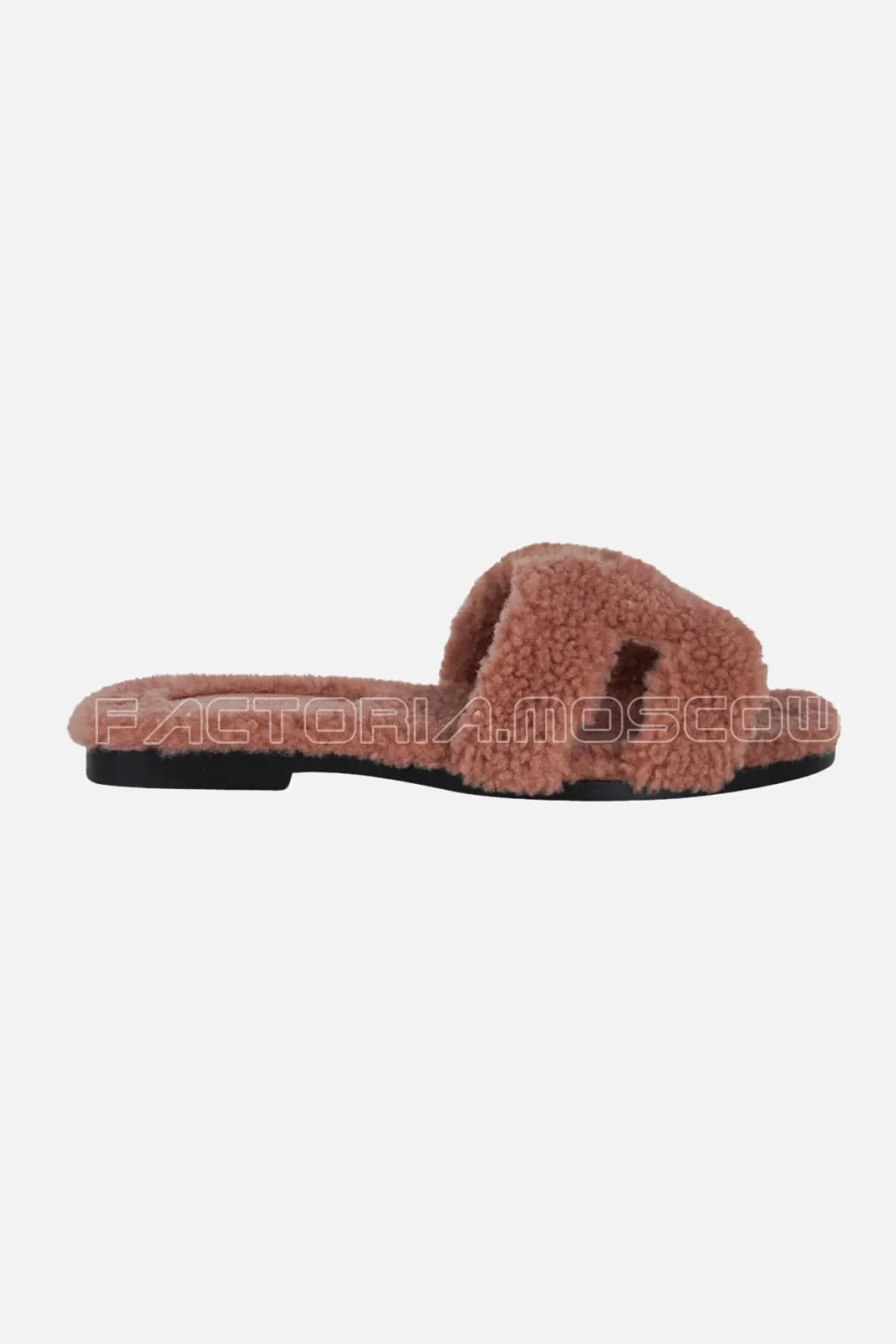 Hermes Teddy Bear Oran Rose Aube Shearling Sandal Limited Edition
