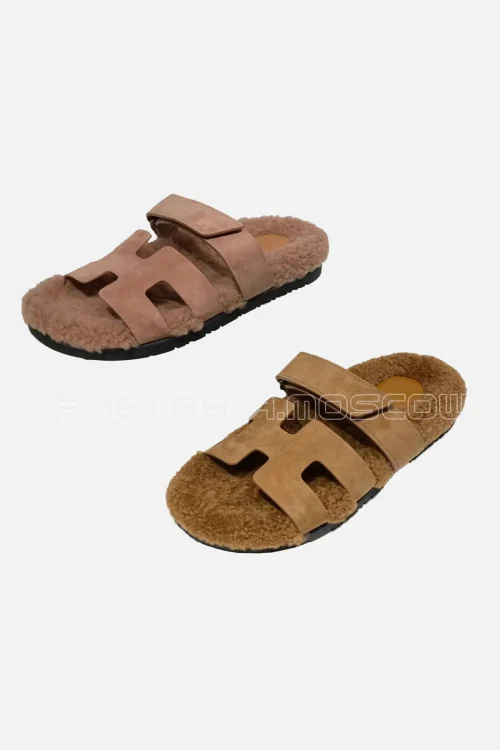 Hermes Suede Chypre Sandals Beige D'ore