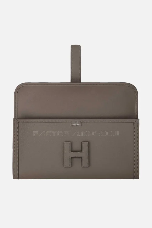 Hermes Jide Elan 29 Clutch Swift Etoupe Hardware Leather