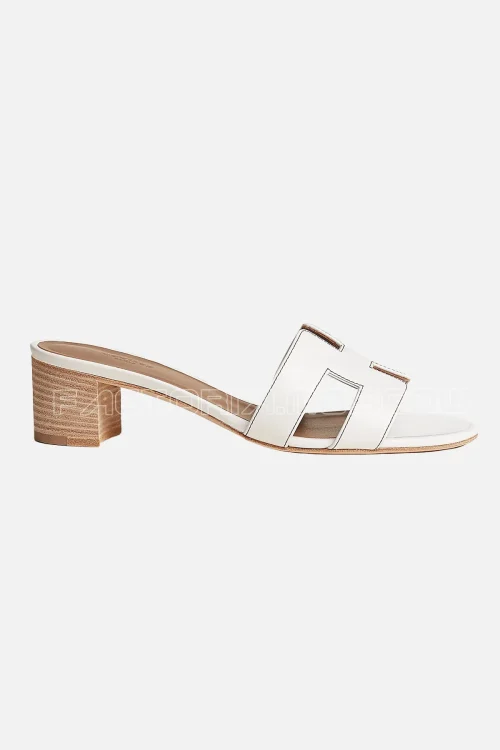 Hermes Oasis Sandal White Calfskin Havane Top Stitch