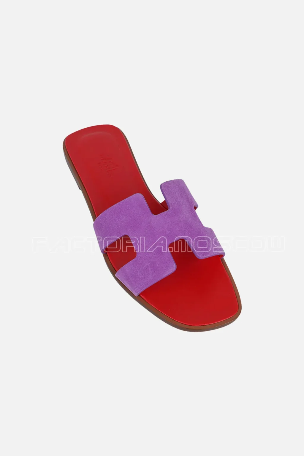 Hermes Sandal Flat Oran Parme Doblis (Suede) Ruby Red Sole
