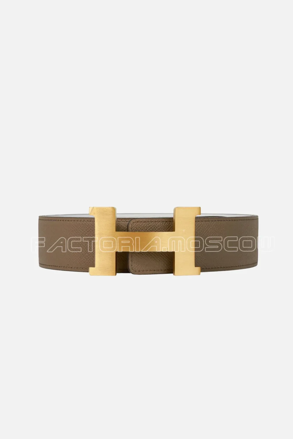 Hermes Belt Constance Etoupe/White 42mm Brushed Gold Buckle