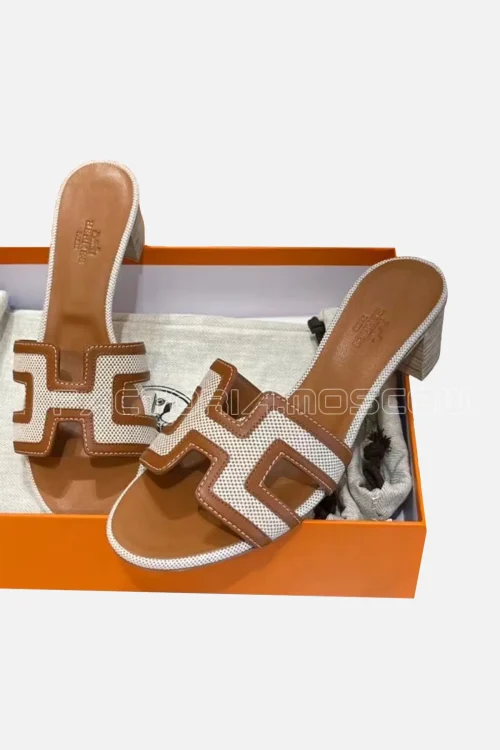 Hermes Oran Sandal Noisette/Beige Doré
