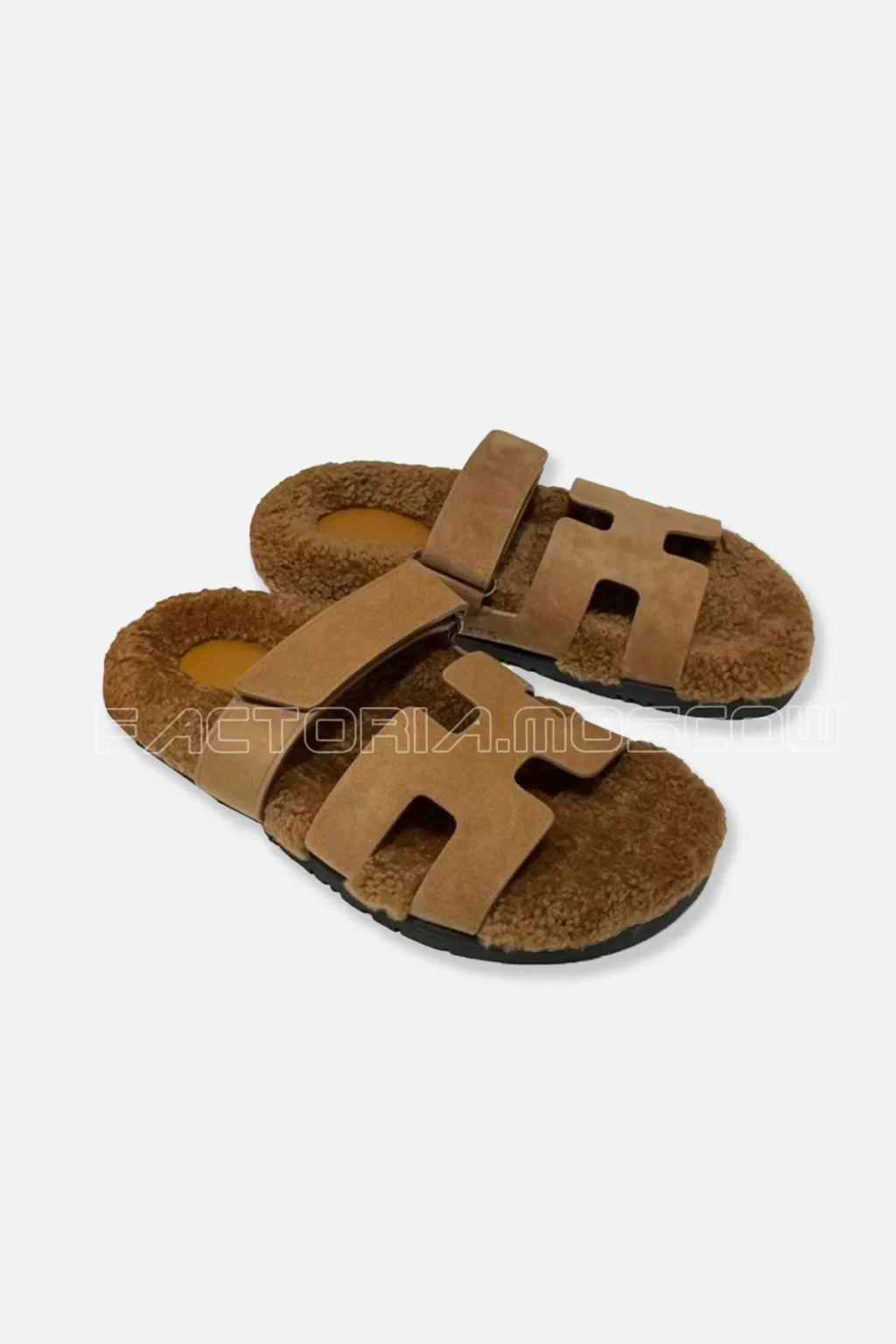 Hermes Suede Chypre Sandals Beige D'ore