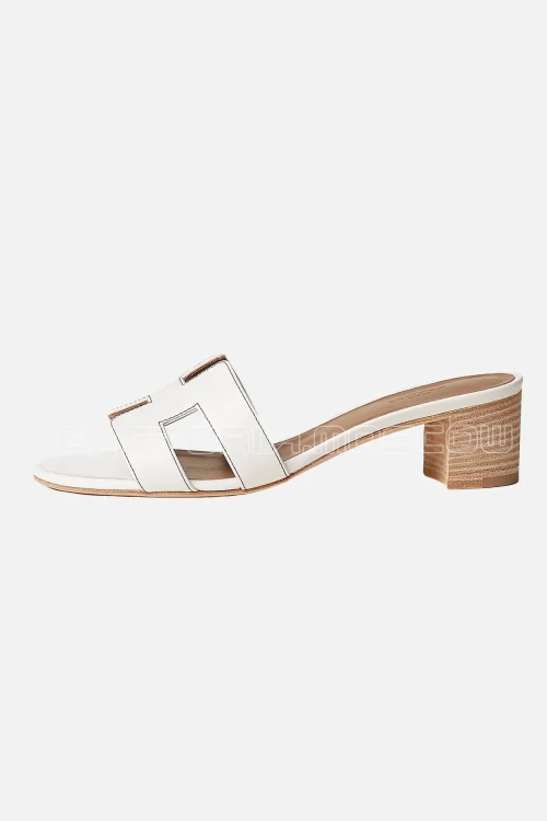 Hermes Oasis Sandal White Calfskin Havane Top Stitch