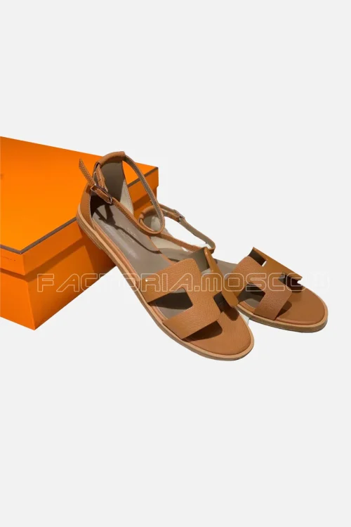 Hermes Gold Santorini Sandal Epsom leather