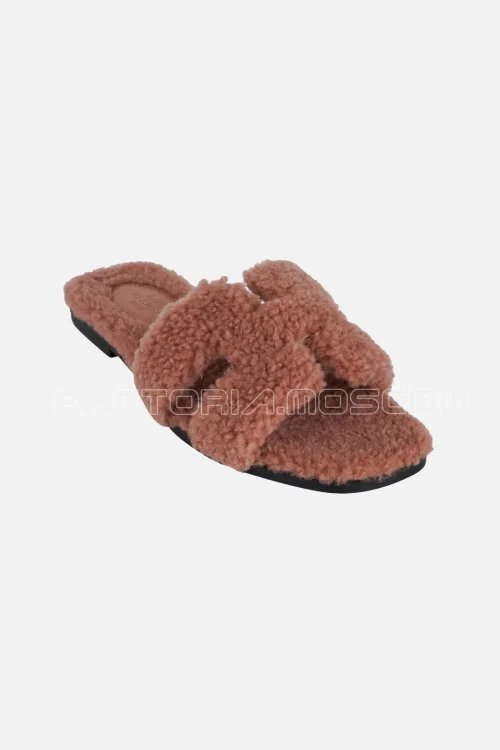 Hermes Teddy Bear Oran Rose Aube Shearling Sandal Limited Edition