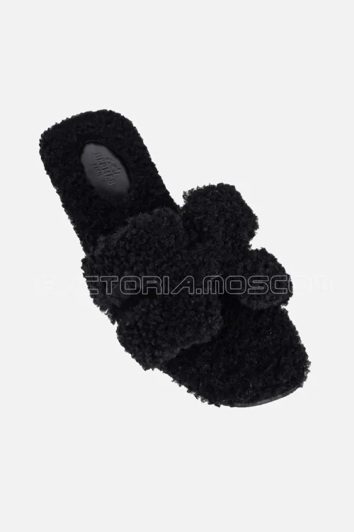 Hermes Teddy Bear Oran Sandal Black Limited Edition