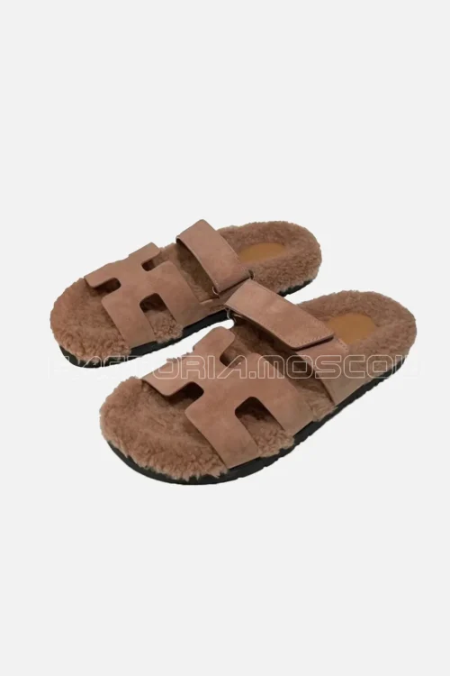Hermes Suede Chypre Sandals Rose Aube