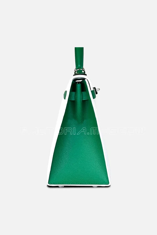 Hermes Kelly Sellier 28 Special Order (HSS) Epsom Colour White/Vert Vertigo PHW
