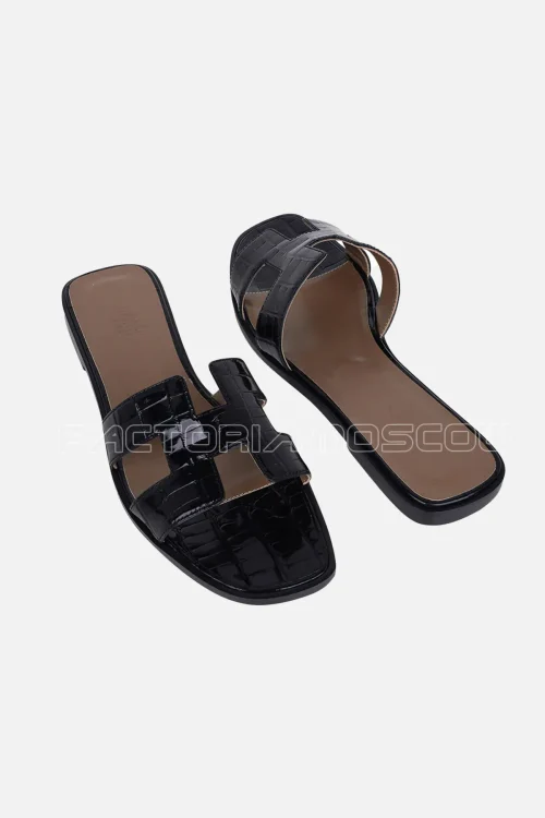Hermes Oran Sandal Black Alligator