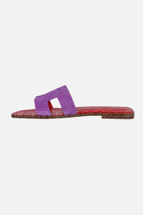 Hermes Sandal Flat Oran Parme Doblis (Suede) Ruby Red Sole