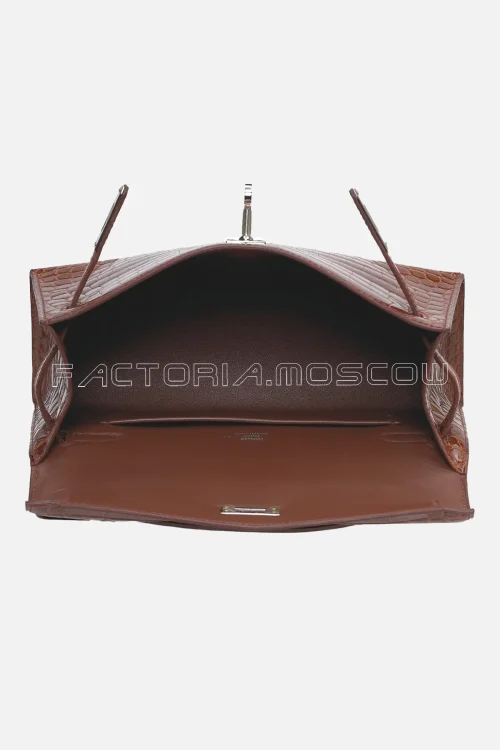 Hermes Kelly Pochette Shiny Niloticus Crocodile Colour Miel PHW