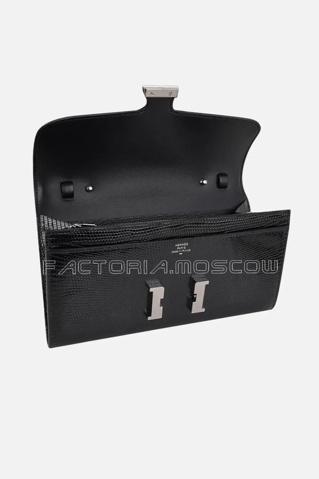 Hermès Constance Long To Go Wallet Black Lizard PHW