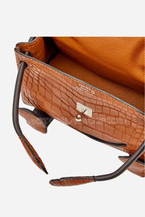 Hermès Quelle Idole Kelly Doll Matte Gold Alligator And Ebene Swift PHW