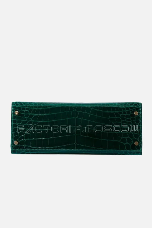 Hermes HSS Kelly Sellier 28 Emerald & Vert Fonce Nilo Crocodile Brushed GHW