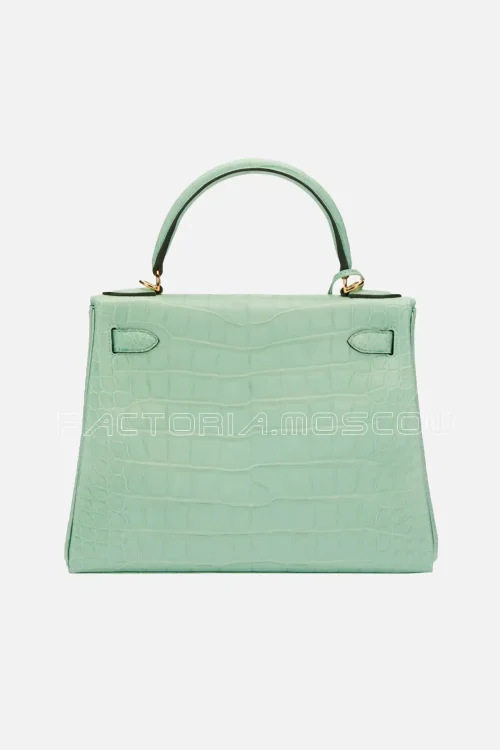 Hermès Kelly Retourne 28 Matte Alligator Colour Vert D'Eau GHW