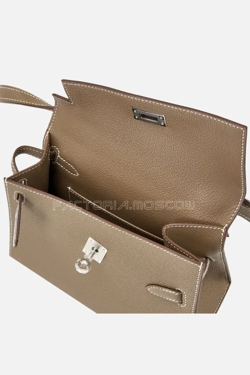 Hermès Kelly En Desordre 20 Sellier Etoupe Epsom PHW