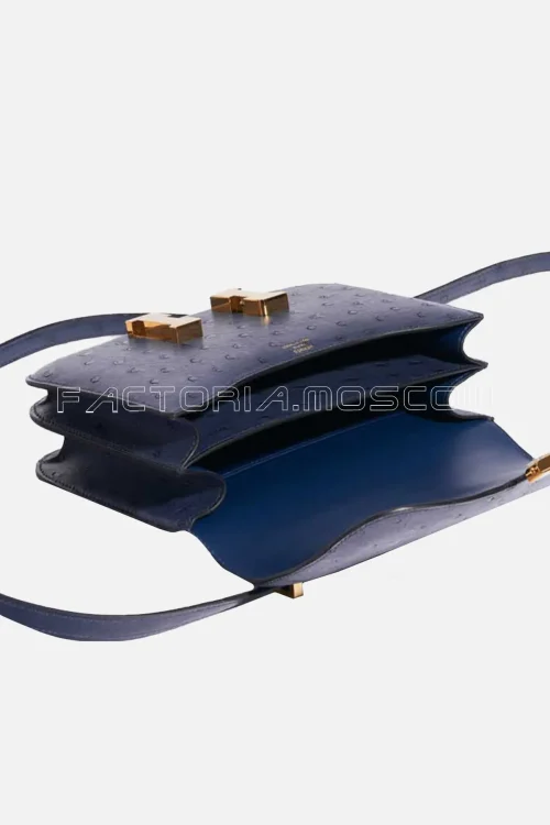 Hermès Constance 18 Ostrich Bleu Saphir GHW