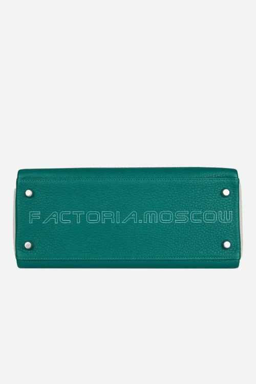Hermès Special Order (HSS) Kelly Retourne 28 Malachite And Gris Perle Clemence Brushed PHW
