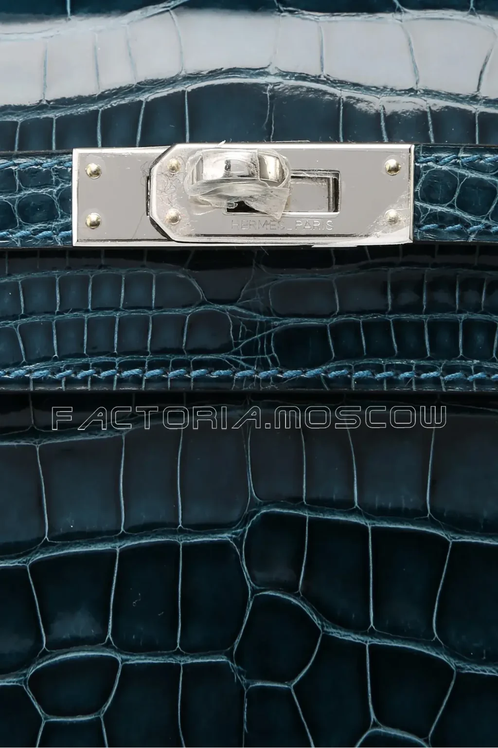 Hermes Kelly Pochette Shiny Bleu Colvert Alligator PHW