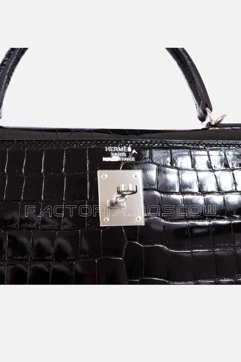 Hermes Kelly Sellier 35 Shiny Porosus Crocodile Colour Black PHW