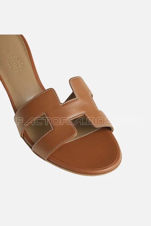 Hermes Oasis Sandal Gold Calfskin White Top Stitch