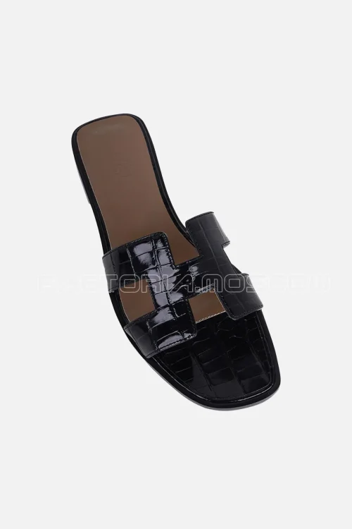 Hermes Oran Sandal Black Alligator
