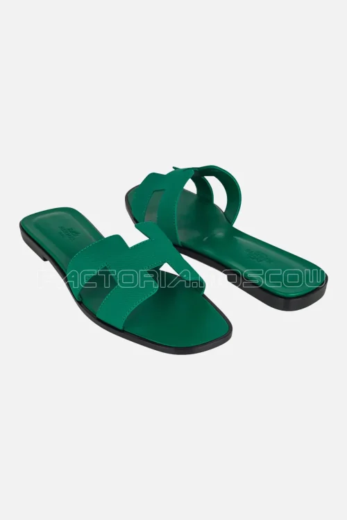 Hermes Emerald Oran Sandal Epsom Leather