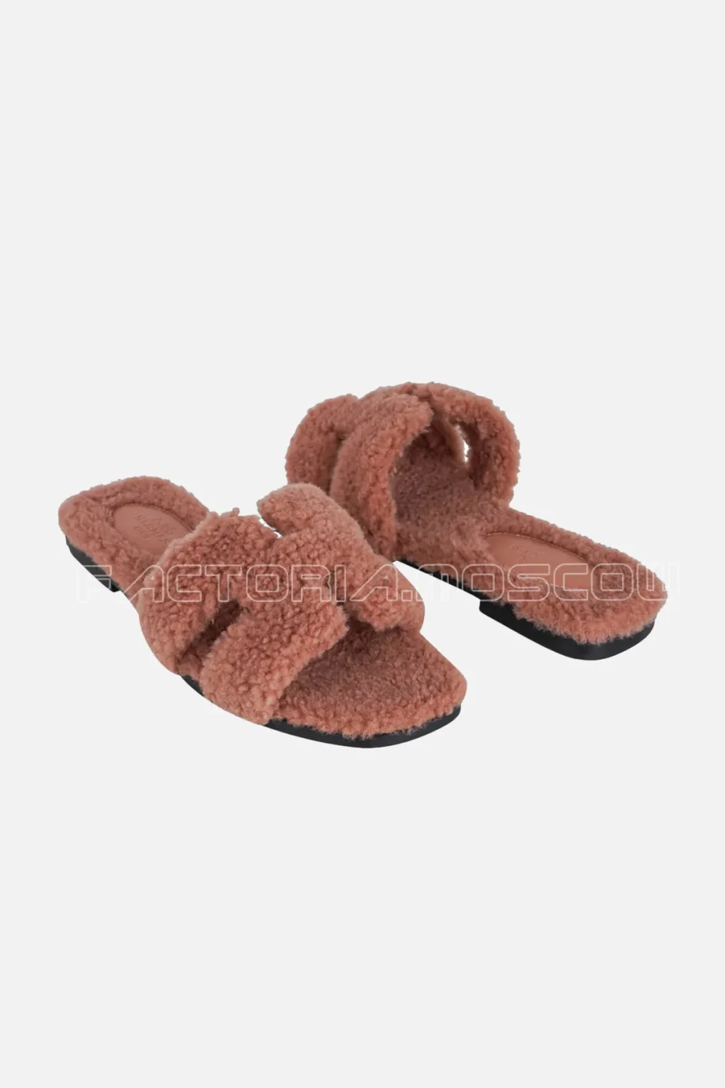Hermes Teddy Bear Oran Rose Aube Shearling Sandal Limited Edition