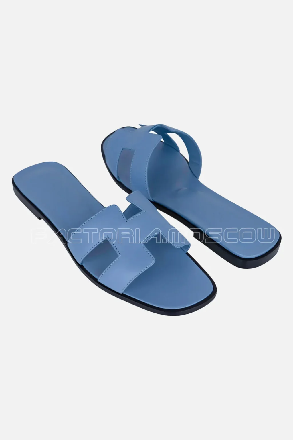 Hermes Oran Sandal Bleu Bleuet Flat Shoes