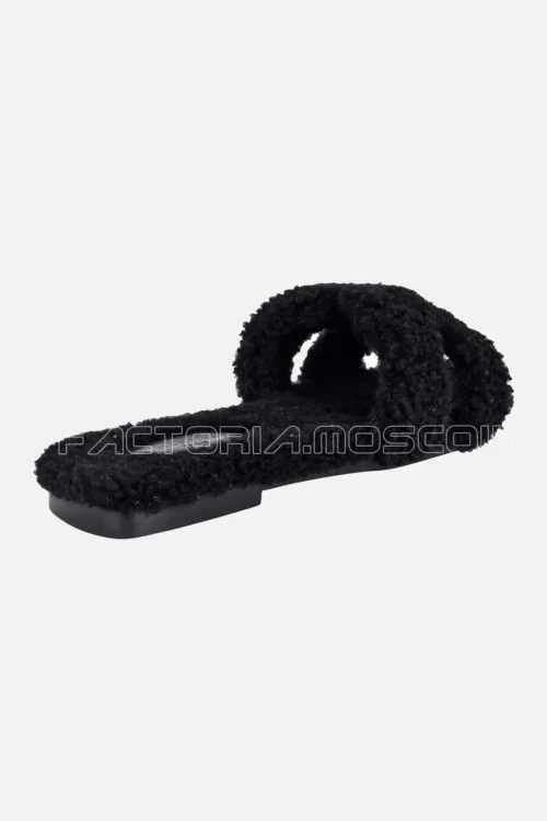 Hermes Teddy Bear Oran Sandal Black Limited Edition