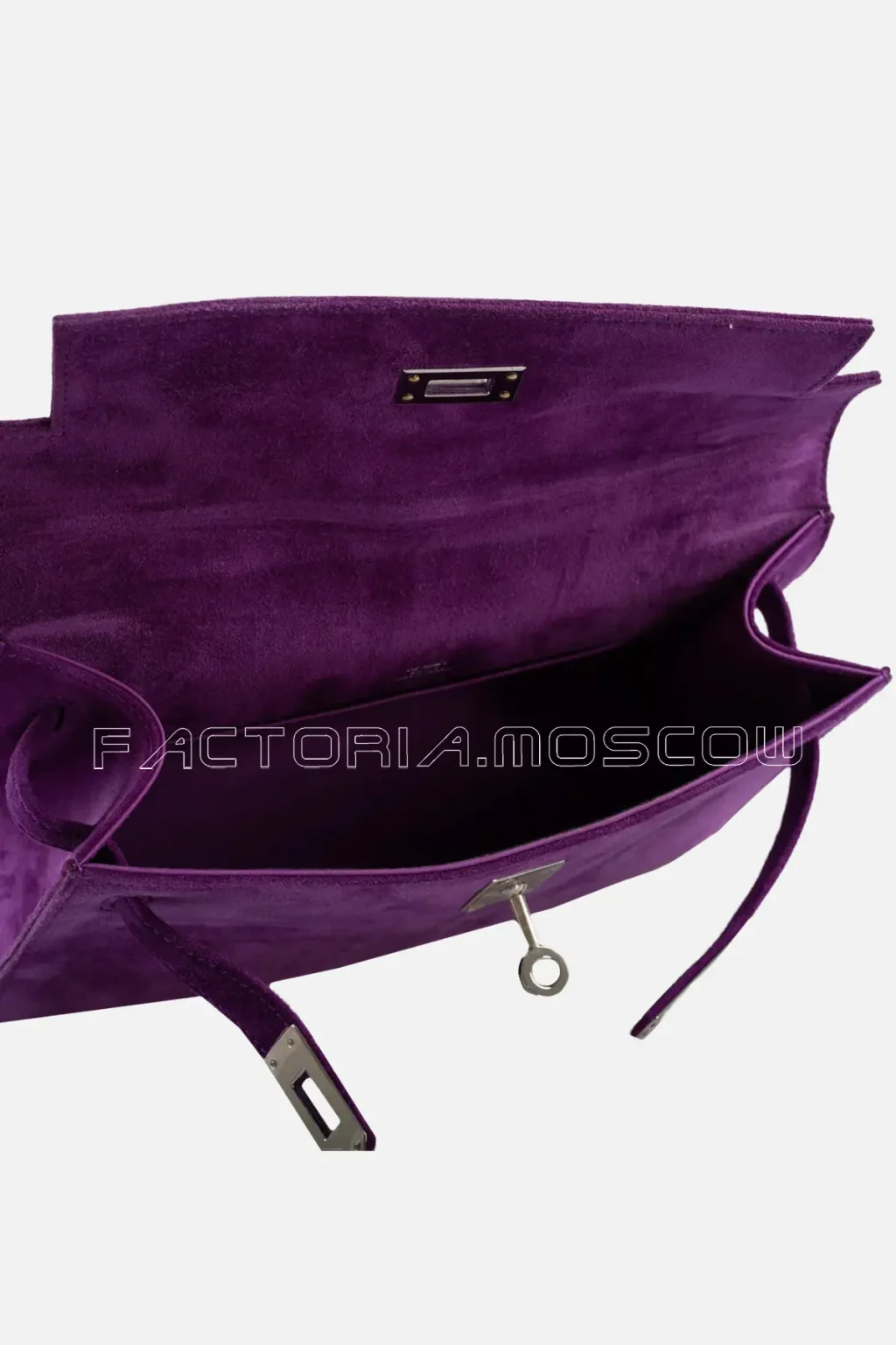 Hermes Kelly Pochette Violet Veau Doblis Suede PHW