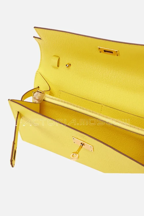 Hermès Kelly To-Go Wallet Jaune Citron Chèvre Mysore GHW