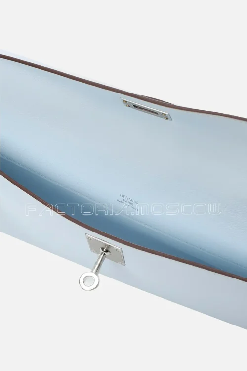 Hermes Kelly Cut Clutch Swift Blue Brume PHW