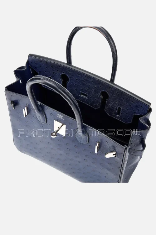 Hermes Birkin 30 Bleu Iris Ostrich PHW