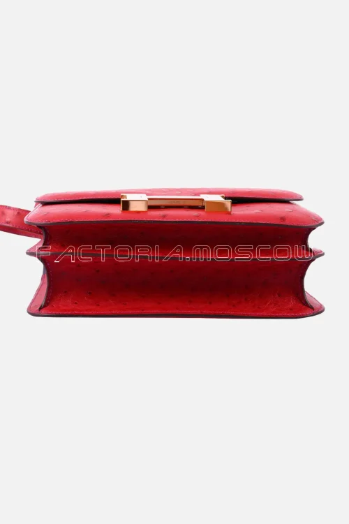 Hermes Constance 24 HSS Rouge Vif Ostrich & Gris Agate RGHW