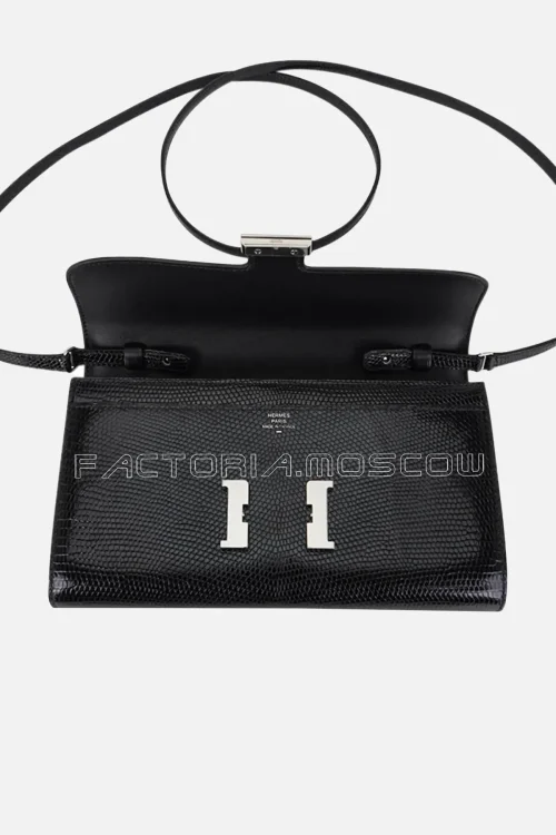 Hermès Constance Long To Go Wallet Black Lizard PHW