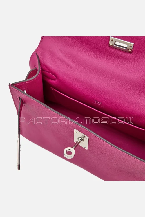 Hermès Kelly Pochette Swift Colour Rose Pourpre PHW