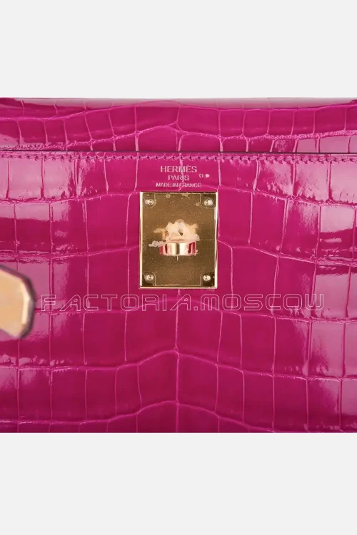 Hermes Kelly 28 Sellier Bag Rose Scheherazade Crocodile GHW
