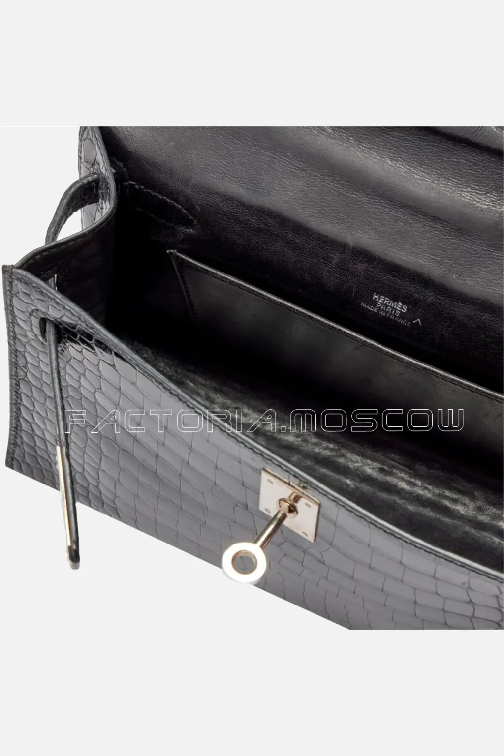 Hermès Kelly Pochette Porosus Crocodile Colour Black PHW