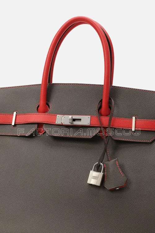 Hermes HSS Birkin 35 Epsom Colour Gris Mayer/Rouge Casaque PHW