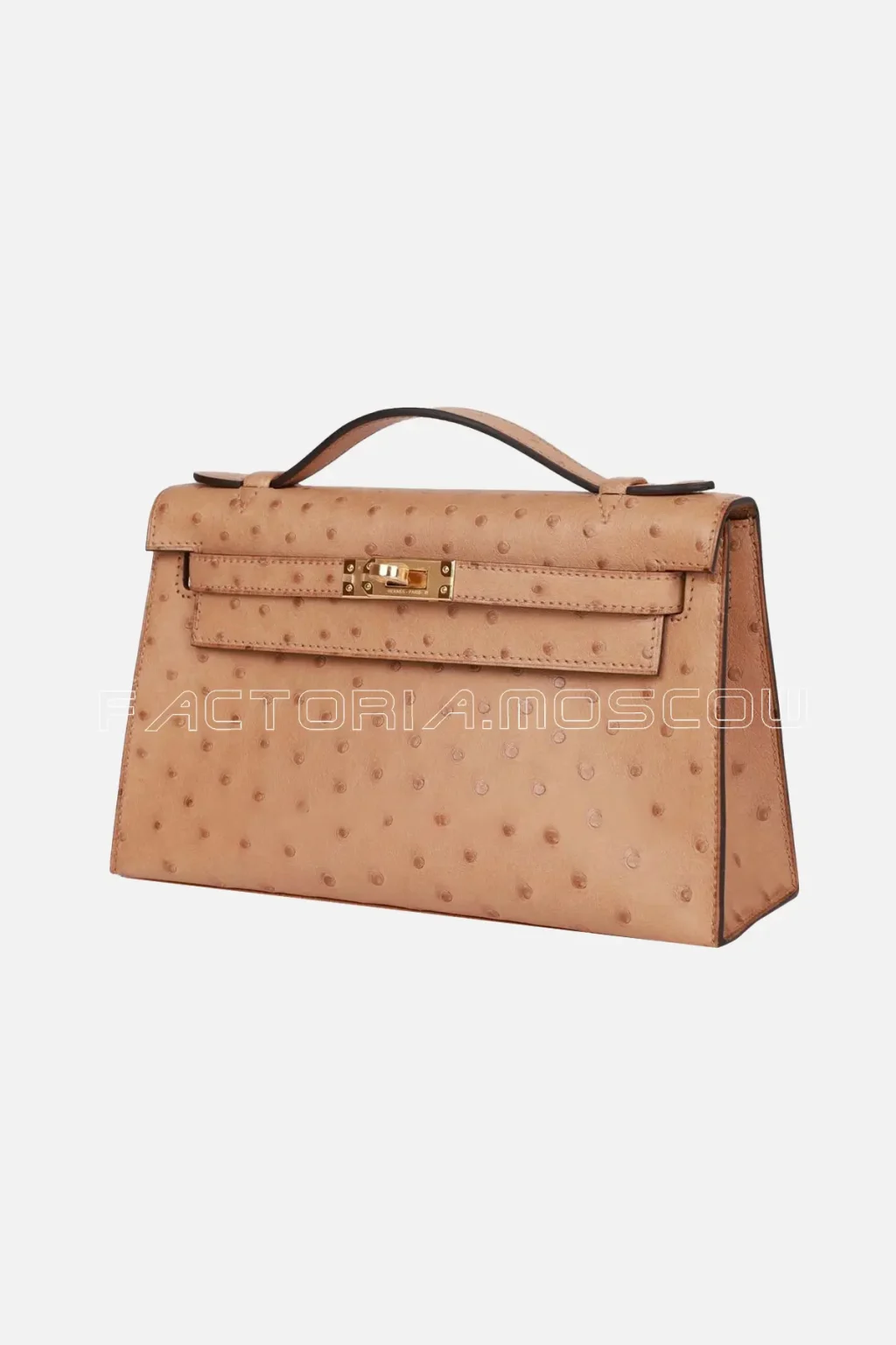 Hermes Kelly Pochette Clutch Ostrich Colour Chai GHW