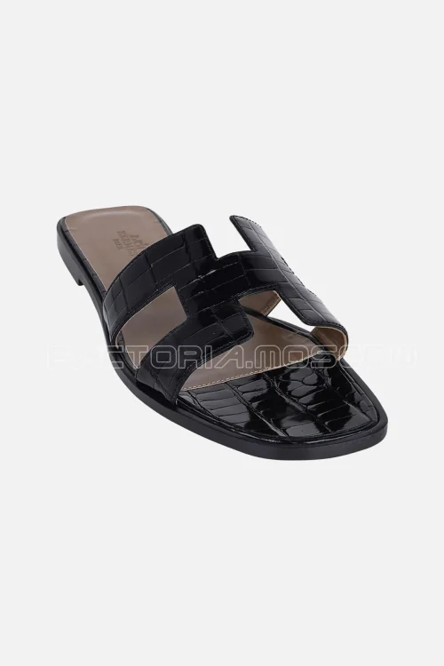 Hermes Oran Sandal Black Alligator