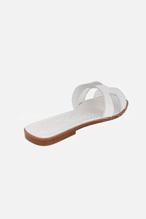 Hermes Oran Sandal White Calfskin Havane Top Stitch
