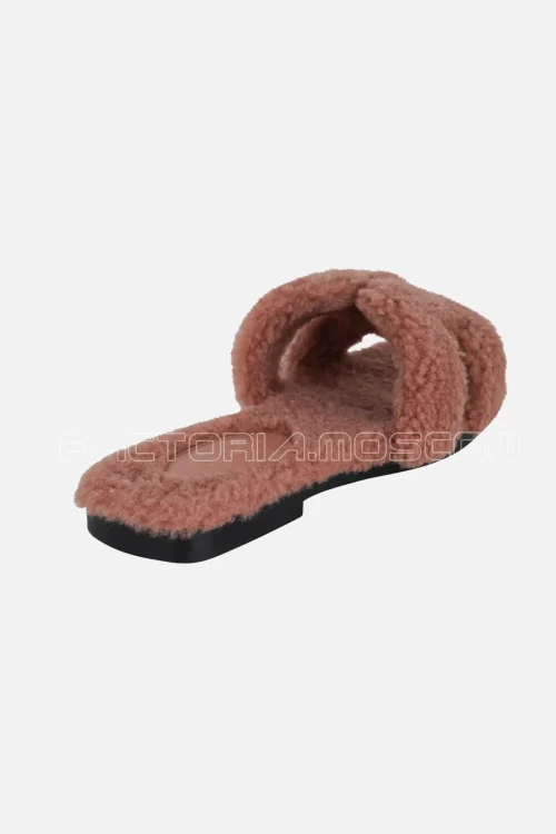Hermes Teddy Bear Oran Rose Aube Shearling Sandal Limited Edition