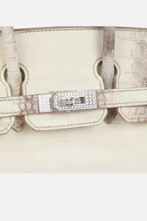 Hermès Birkin 25 Himalaya Niloticus Crocodile Diamond Encrusted Hardware