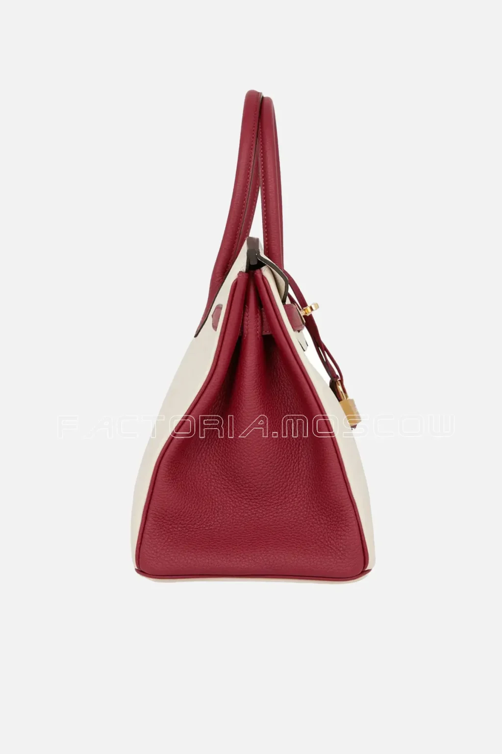 Hermès Special Order (HSS) Birkin 30 Craie and Rouge Grenat Togo Permabrass Hardware
